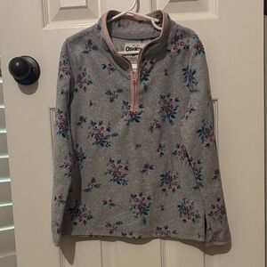 OshKosh B'gosh Gray and Pink Floral kid’s quarter zip Sweater